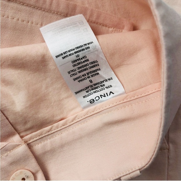Vince Light Pink Cotton Trousers size 8 - Picture 5 of 11